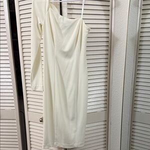Vince Camuto Cream One-Shoulder Dress